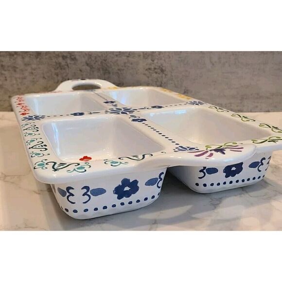 Nordic Ware Ceramic Collection 4 Mini Loaf Baker Handles Scandinavian 15"x 8.75" - Picture 2 of 6